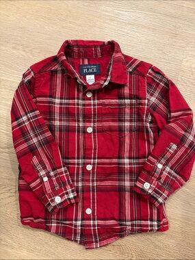 The Children's Place Red Plaid Button-Down Shirt